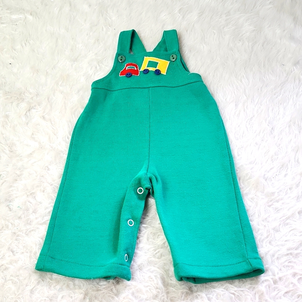 Vintage baby overalls dumbstruck green jumper infant 80s